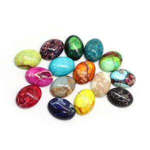 Cabujones de piedra imperial ovalados con vetas coloridas para joyas y anillos
