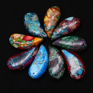 Natural Stone Crescent Moon Shape Pendant Colorful Imperial Jasper Synthetic Turquoise Beads For DIY Necklace Jewelry Making Accessories