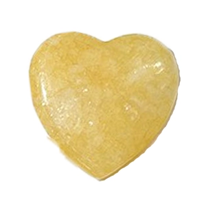 Piedra de cristal natural amarilla en forma de corazón con bordes lisos y textura