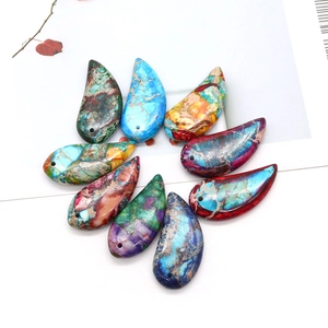 Polished colorful moon-shaped imperial stone pendants for DIY necklace jewelry making