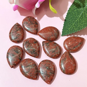 Polished teardrop-shaped red jasper natural stone cabochons for DIY jewelry making