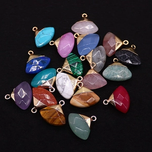 Natuursteen Waiervormige Gefacetteerde Hanger Verguld Koper Voor DIY Sieraden Maken Ketting Accessoire
