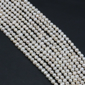 Natural Freshwater Pearl Beads White Near Round Cultured Pearl Strand For DIY Jewelry Making Necklace Accessories For Women