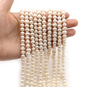 Natural white freshwater pearls strands for DIY jewelry making in near round shape