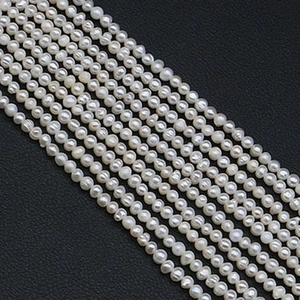 Natural Freshwater Pearl Beads Cultured Near Round String For Jewelry Making DIY Necklace Bracelet White Pearl Accessories
