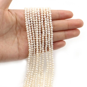 Natural freshwater pearl strands for DIY jewelry making with white 3-5mm rice shaped beads