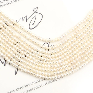 Strands of round natural freshwater pearls with lustrous white finish for DIY jewelry making