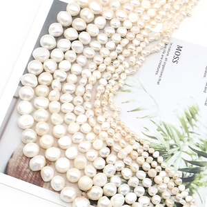 Natural freshwater baroque pearl strands in creamy white for DIY necklace jewelry making