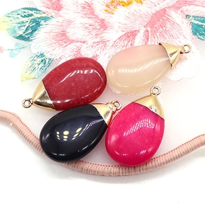 Natural teardrop stone pendants in four colors with gold loops for DIY jewelry making