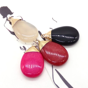 Waterdrop natural stone pendants in four colors with gold clasps for DIY jewelry making