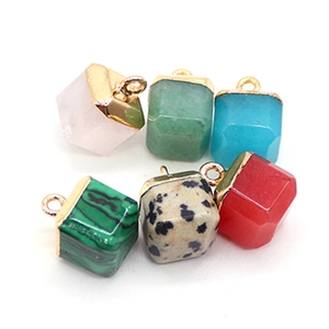 Square malachite and quartz stone pendants with gold metal hooks for DIY jewelry making