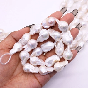 Brin de perles d'eau douce baroques naturelles avec éclat pour création de bijoux DIY