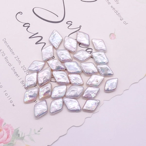 Iridescent 10x14mm rhombus freshwater pearls for DIY jewelry making and craft projects