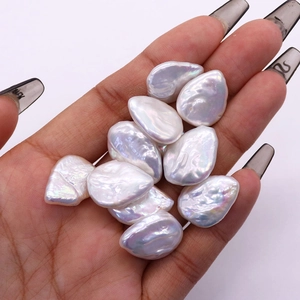 Lustrous white baroque freshwater pearls in teardrop shape for DIY jewelry making