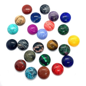 Polished round natural gemstone cabochons including tiger eye and amethyst for DIY rings