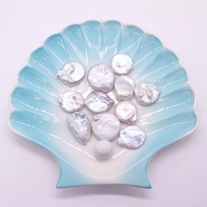 Natural freshwater baroque pearl beads 20mm button shape for DIY jewelry making