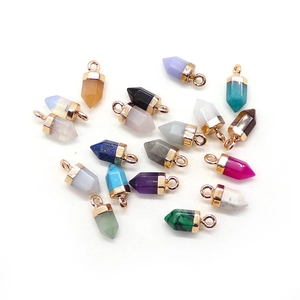 Natuurlijke malachiet en amethist hexagonale prisma hangers met gouden metalen haken