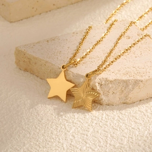 Edelstahl Stern Anhänger Halskette Für Damen Vergoldet Spiralstruktur Minimalistisch Mode Schmuck Geometrische Halsketten