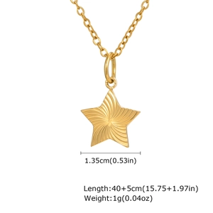 Goldene Edelstahl Pentagramm Sternkette mit Spiralstruktur an einer O-Kette