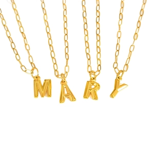 Colliers en acier inoxydable plaqué or 18K avec pendentifs 3D lettres M, A, R et Y