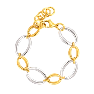 Mode-Armband aus Edelstahl mit ovalen Gliedern in Gold- und Silberoptik für Damen