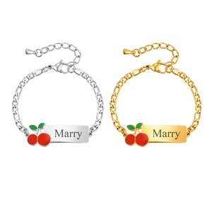 Personalisierte Kinder-Armbänder aus Edelstahl mit Kirsch-Motiv in Gold und Silber