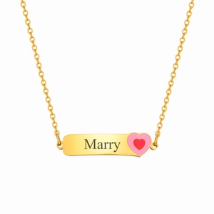 Collier personnalisé en acier doré avec gravure Marry et pendentif cœur rouge