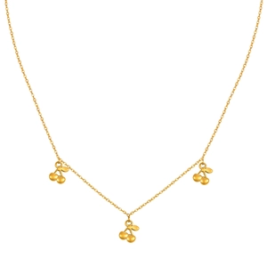 Elegante Halskette aus 18K vergoldetem Edelstahl mit drei matten Kirschanhängern