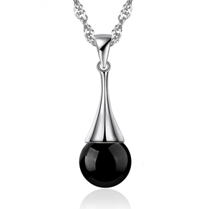 Ciondolo Minimalista a Goccia d'Acqua Solo Pietra d'Agata Artificiale Fascino Rame Placcato Oro Bianco Accessorio per Gioielli da Donna