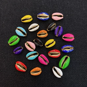Natural Cowrie Shell Beads With Gold Plated Edge Enamel Sea Shell Loose Beads For DIY Bracelet Necklace Jewelry Making Findings
