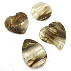 Pendentifs en agate naturelle polie en formes de cœur, rondes et gouttes avec trous pré-percés