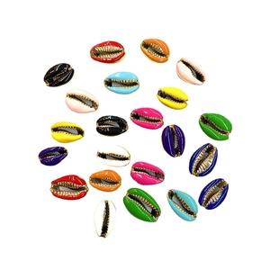 Colorful enameled natural shell beads with gold plated edges for DIY jewelry making