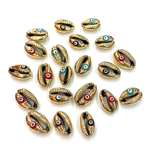 Perles de coquillage cauris dorées œil de démon pour colliers et boucles d'oreilles