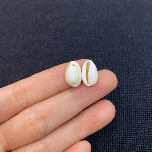 Natural cowrie shell beads for DIY jewelry with pre-drilled holes and white finish