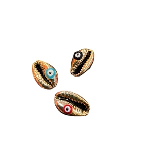 Pendentifs coquillages dorés avec œil maléfique pour création de bijoux DIY