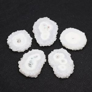 Irregular white solar quartz polished slices for DIY jewelry making five-piece set