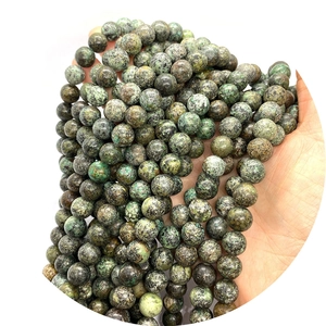 Natural African Pine green stone round beads for DIY jewelry making handmade necklaces