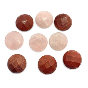 Polished round faceted natural pink quartz and goldstone gemstone beads for DIY jewelry