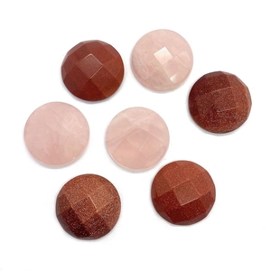 Faceted round goldstone and rose quartz gemstone beads for jewelry making and setting