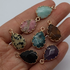 Pendentifs en pierre naturelle en forme de goutte avec griffes dorées pour bijoux DIY