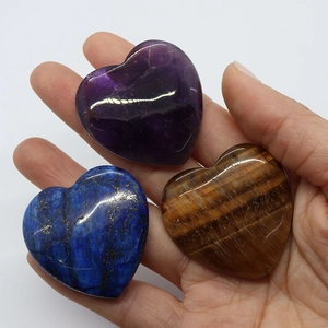 Pierres naturelles polies en forme de cœur en améthyste lapis-lazuli et œil de tigre