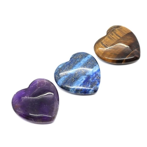 Pierres naturelles polies en forme de cœur améthyste, lapis-lazuli et œil de tigre pour DIY