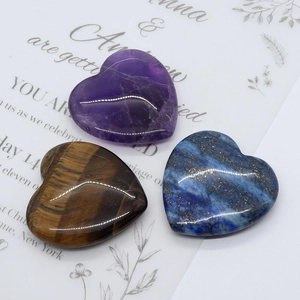 Pierres naturelles en forme de cœur en améthyste, œil de tigre et lapis-lazuli pour DIY
