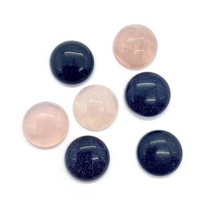Piedras cabujón redondas de 15mm de Cuarzo Rosa y Piedra de Sol Azul para joyería DIY