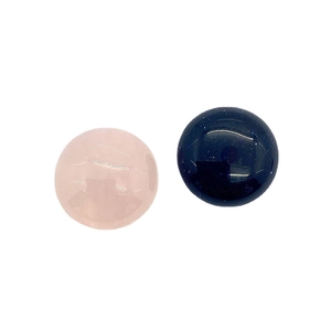 Polished 15mm round natural rose quartz and glittering blue sandstone gemstone beads