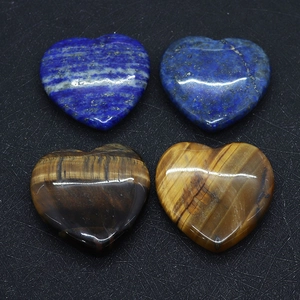 Pierres naturelles en forme de cœur, œil de tigre et lapis-lazuli, pour bijoux DIY