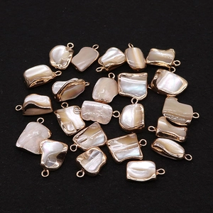 Tooth Shape Shell Pendant Natural Gold Plated Edge For DIY Jewelry Making Necklace Charm Pendant Only Without Chain