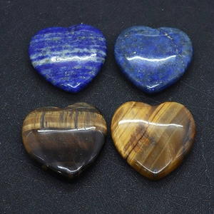 Pierre Naturelle Polie en Forme de Cœur Œil de Tigre Lapis-Lazuli Pierre de Poche pour Création Bijoux DIY Méditation Maison Bureau