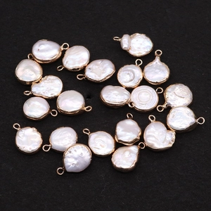 Natuurlijke Zoetwater Barokke Zoetwaterparel Hanger Ronde Knoopparel Vergulde Legering Rand Voor DIY Ketting Sieraden Maken Vondsten Cadeau
