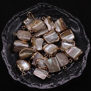 Irregular natural shell tooth pendants with gold plated edges for DIY jewelry making